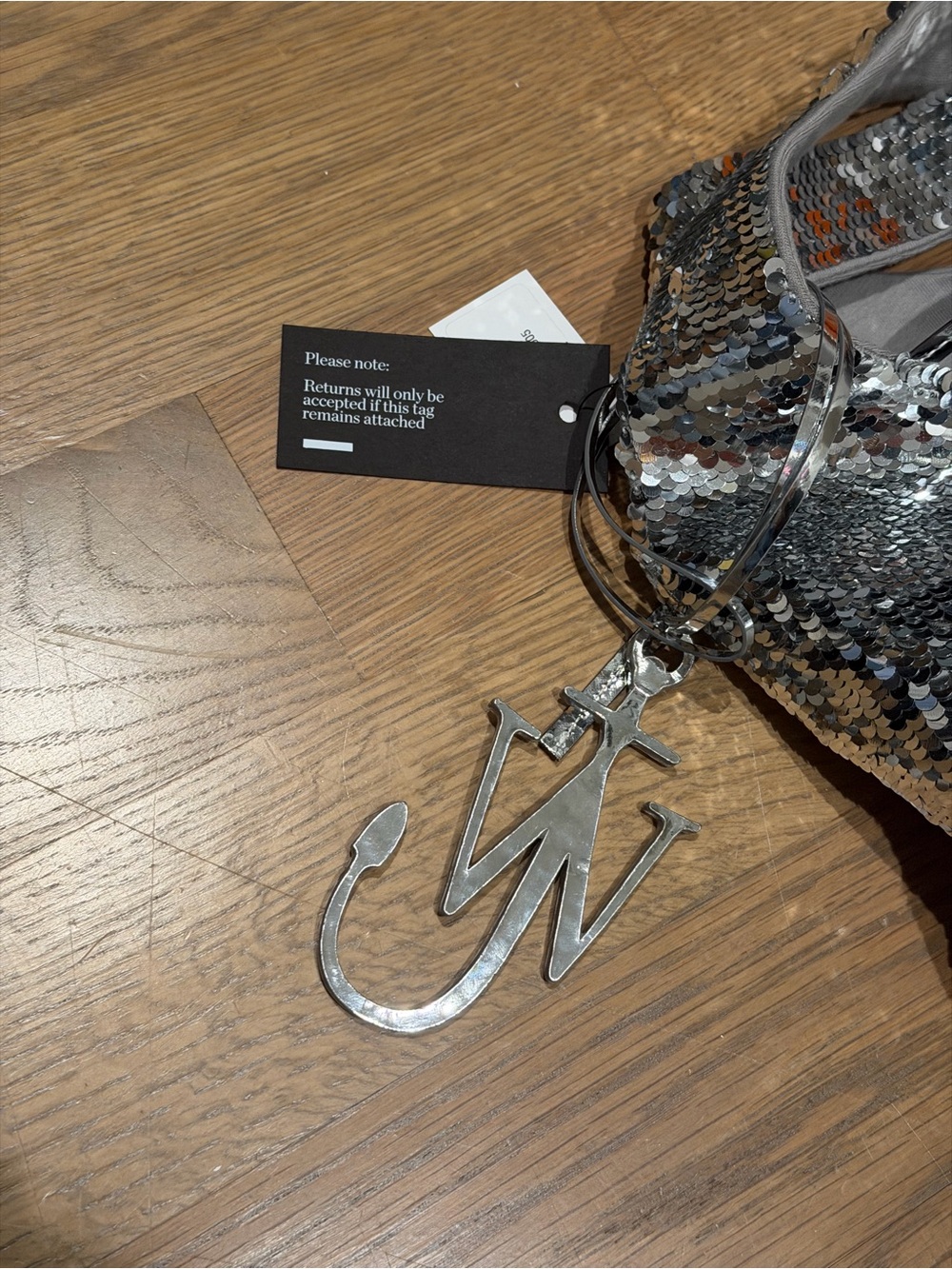 JW ANDERSON Silver Sequin Shoulder Bag NWOT - Picture 3 of 5